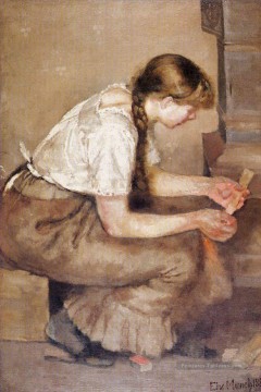 fille petit bois d’un poêle 1883 Edvard Munch Peinture à l'huile